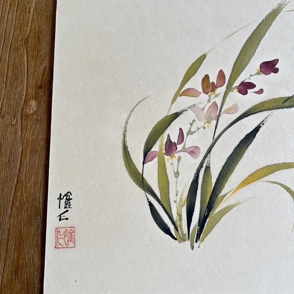 RARE Original CHINESE BRUSH PAINTING Signed Virginia Lloyd Davies Watercolor - Picture 4 of 11